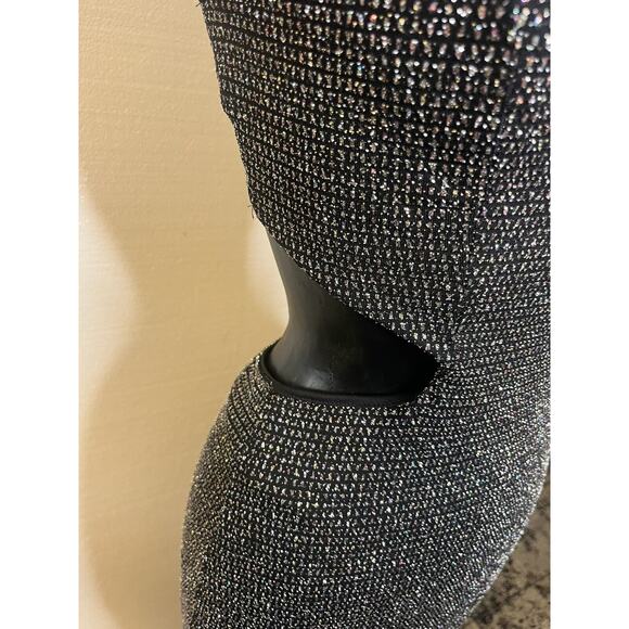 Windsor Black Silver Metallic Cutout Bodycon Party Dress size small - Picture 4 of 6